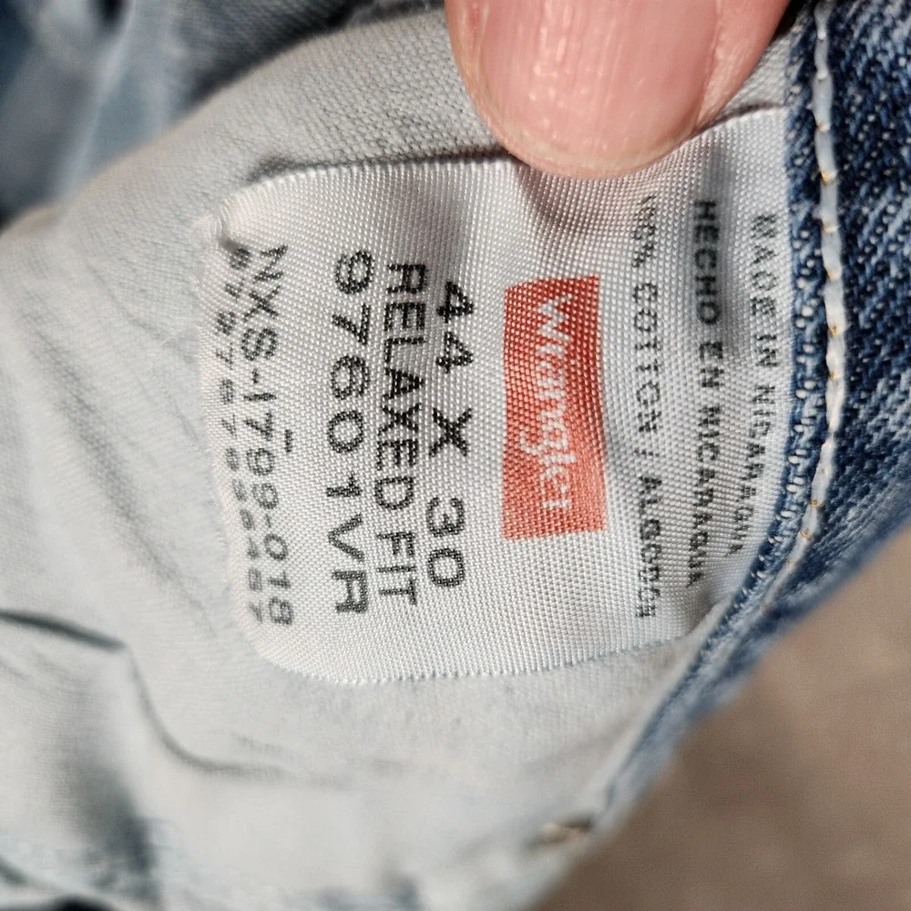 Wrangler Jeans Men's 44X30 Relaxed Fit 97601VR‎ Blue Pre-Owned STAIN